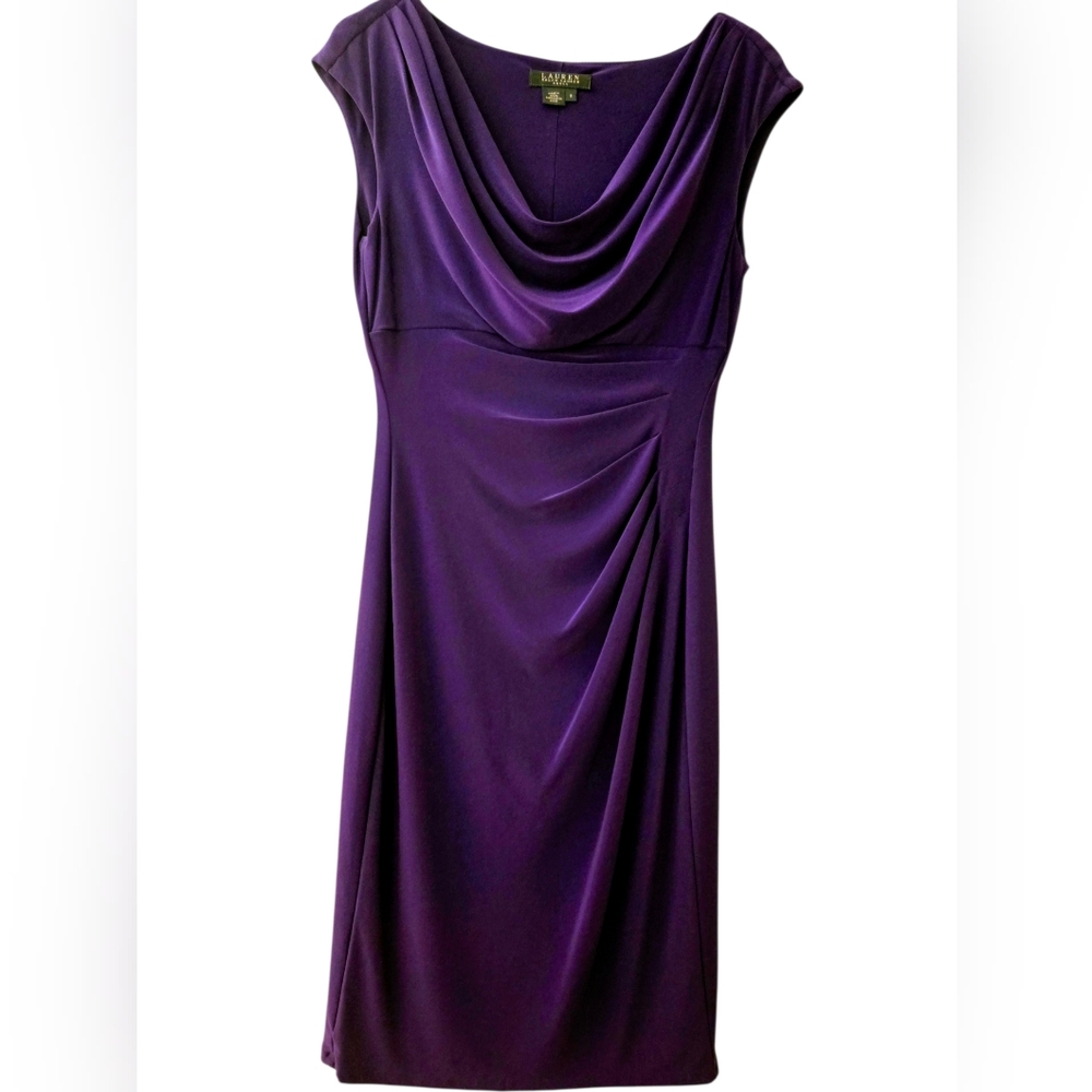 Ralph Lauren Purple Cowl Neck Dress - Size 8